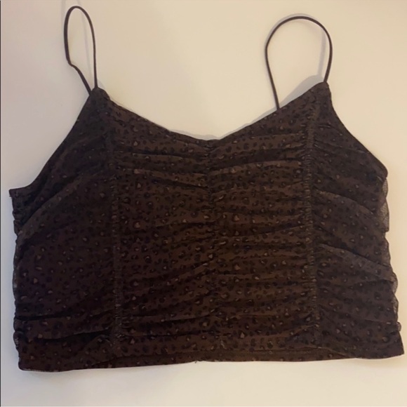 NWT RUCHED MESH CHEETAH TANK TOP - Picture 1 of 4